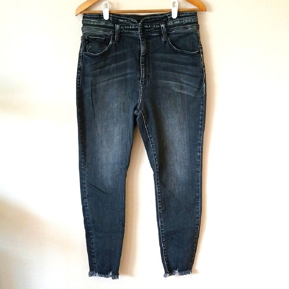 Kancan X Maurices High Rise Faded Black Jeans Frayed Hems Retro Waist
